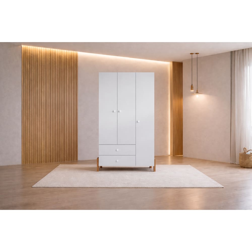 Guarda Roupa Infantil  3  Portas 2 Gavetas MIMO - MobiBaby
