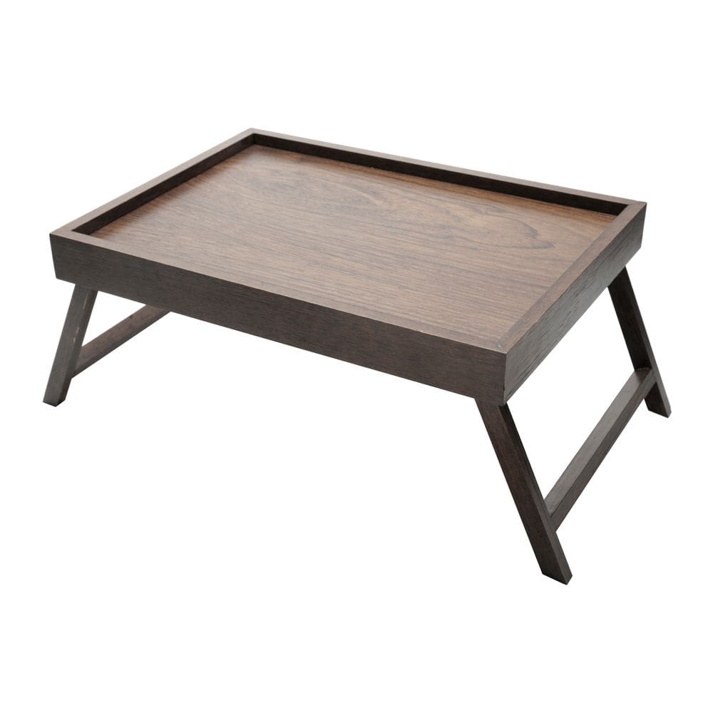 Bandeja Retangular Marrom em Madeira C/Pé P/Café da Manhã Naturals 48x35x22cm Woodart