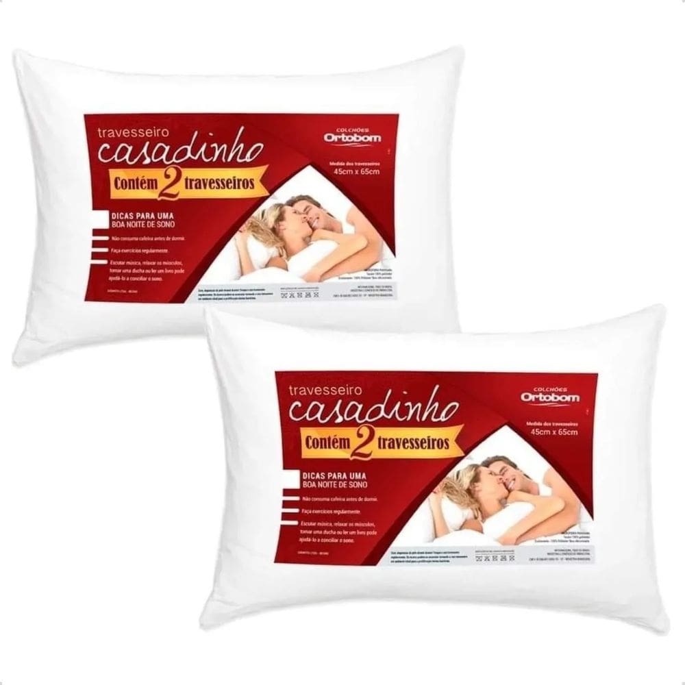 Travesseiro Casadinho 2 Unidades Branco Ortobom