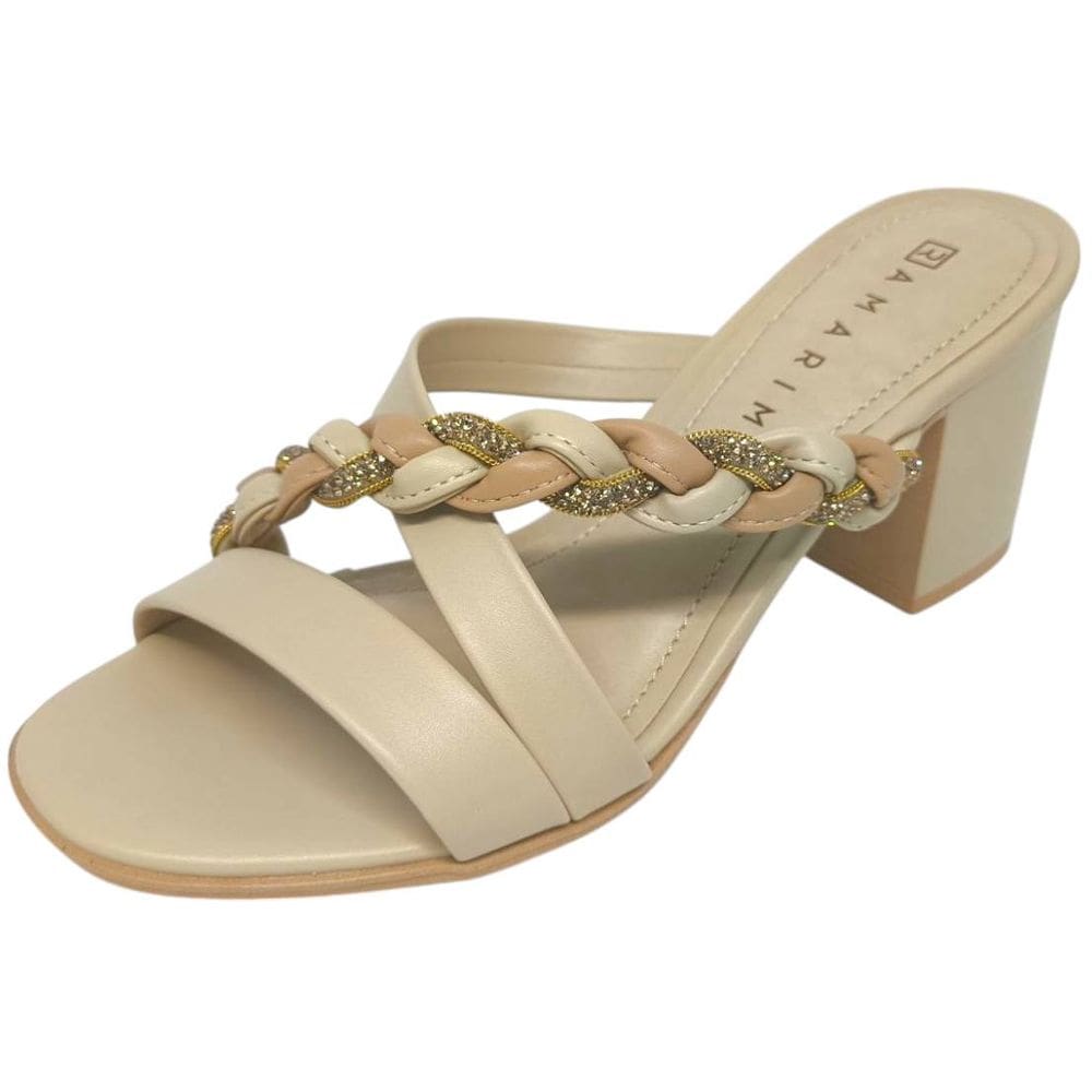 Tamanco Feminino Salto Bloco Strass Elegante Ramarim