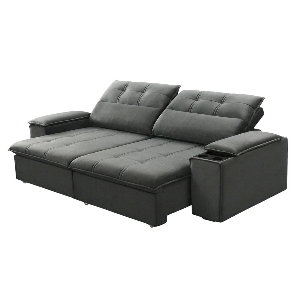 Sofá Retrátil e Reclinável 3 Lugares 2,30m com Porta Copos Amore