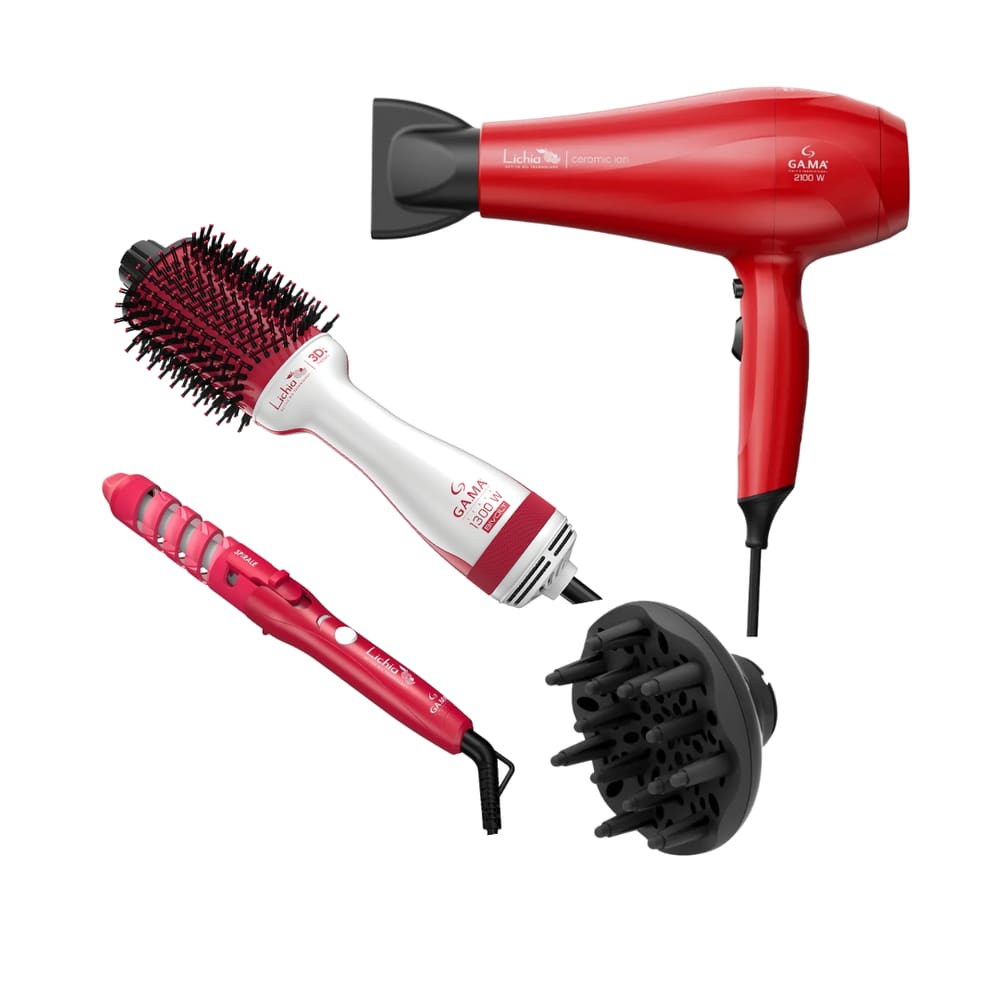 Kit Gama Lichia - Secador 2100W 220V + Escova 1300W + Modelador 180ºc