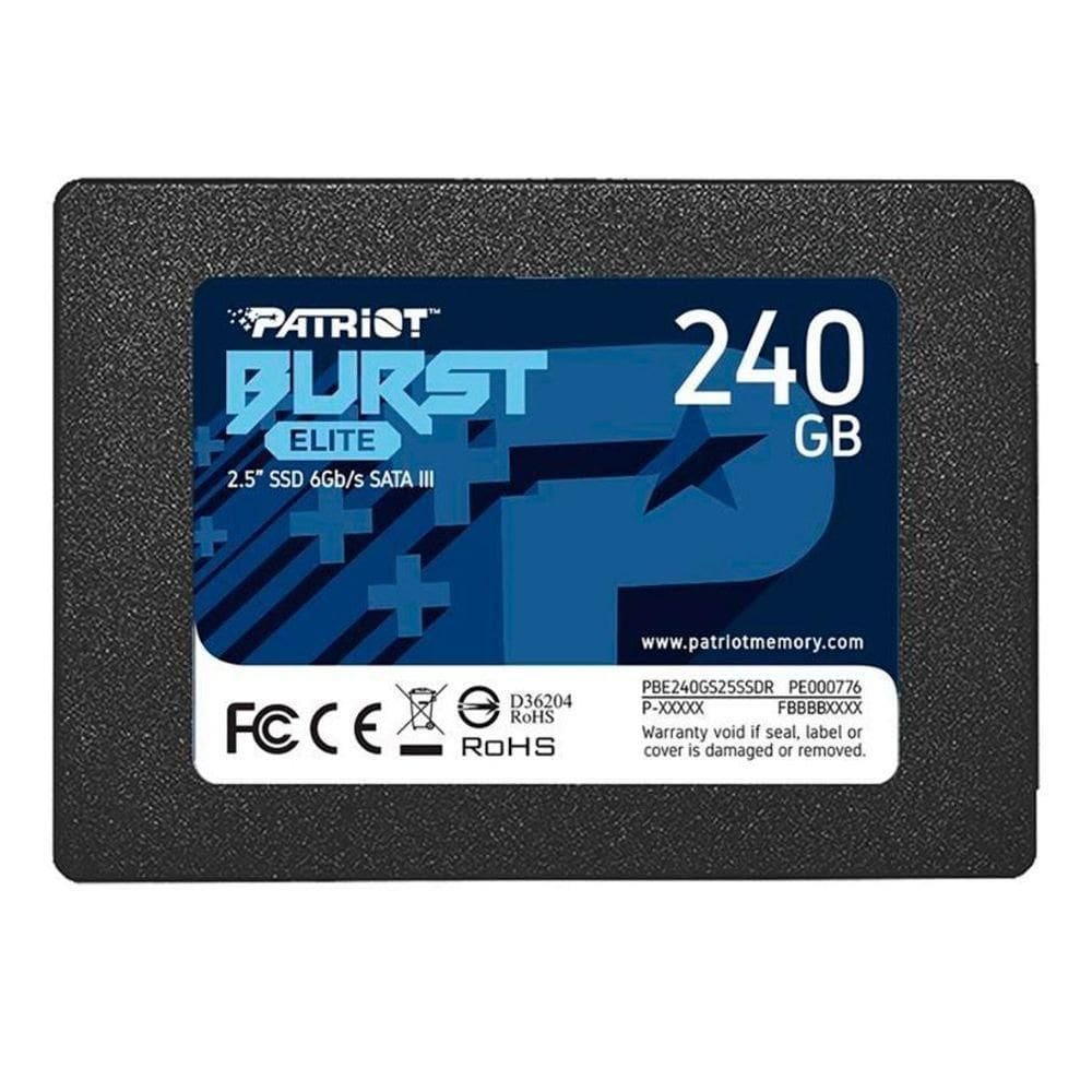 Ssd Patriot Burst Elite 240gb, 2.5´, Sata Iii, Leitura: 450mb/s E Gravação: 320mb/s - Pbe240gs25ssdr