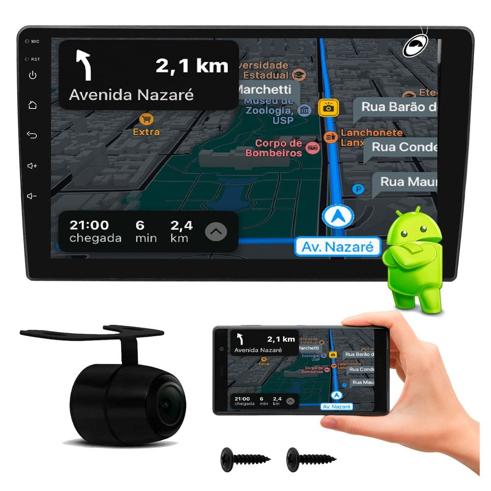 Multimidia 10” Android Grand Siena 2012 a 2021 Android Auto Car Play + Câmera Ré
