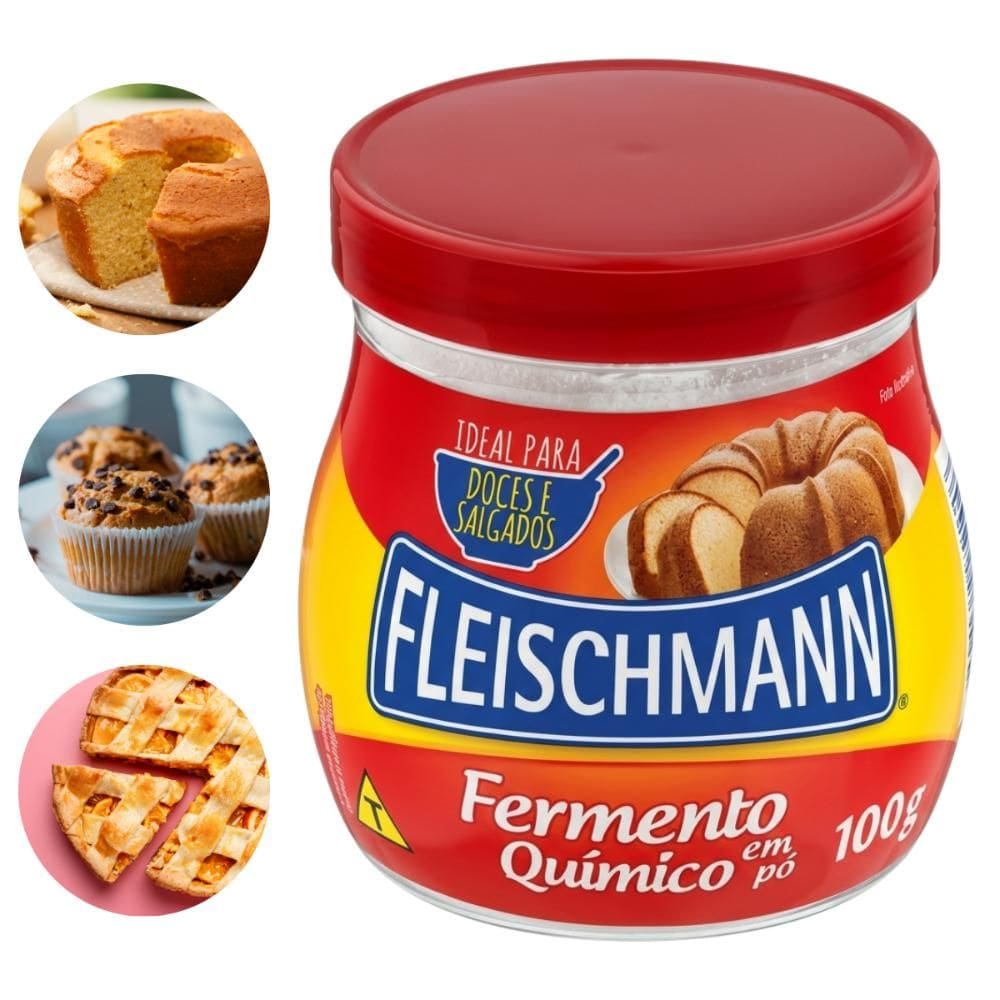 Fermento Químico Em Pó 100g Doces e Salgados Para Bolos Fleischmann