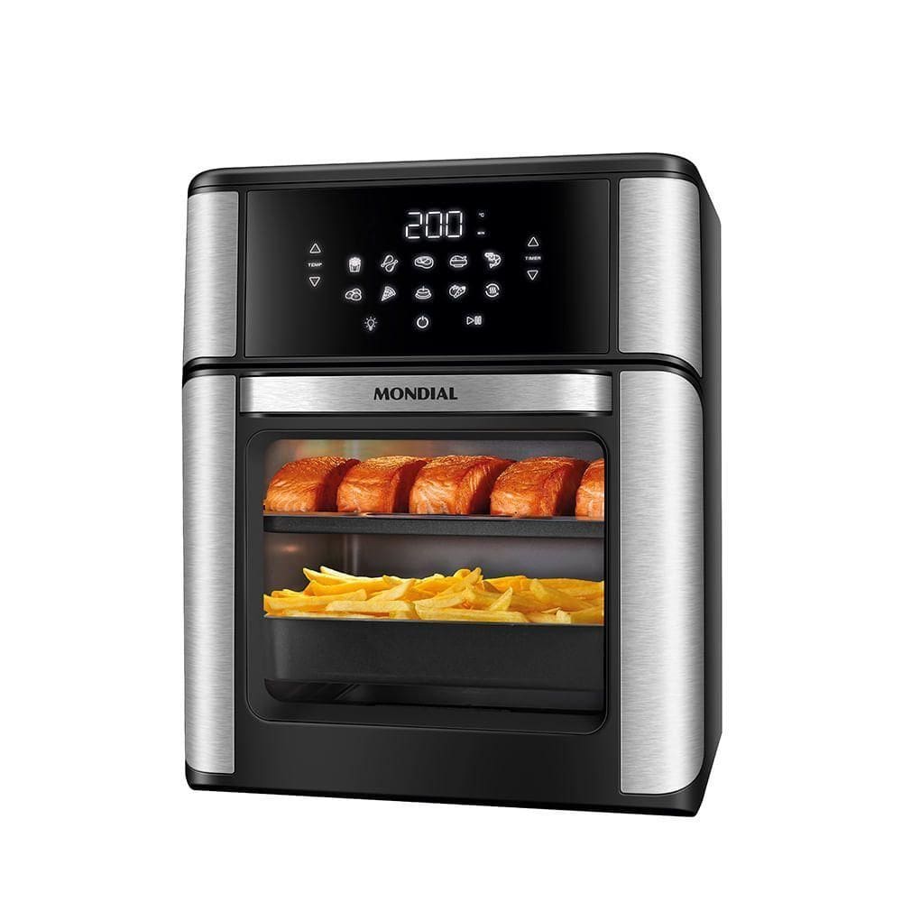 Fritadeira Air Fryer Forno Oven 12L Mondial Inox Preto 2000W AFON-12L-BIN 220V