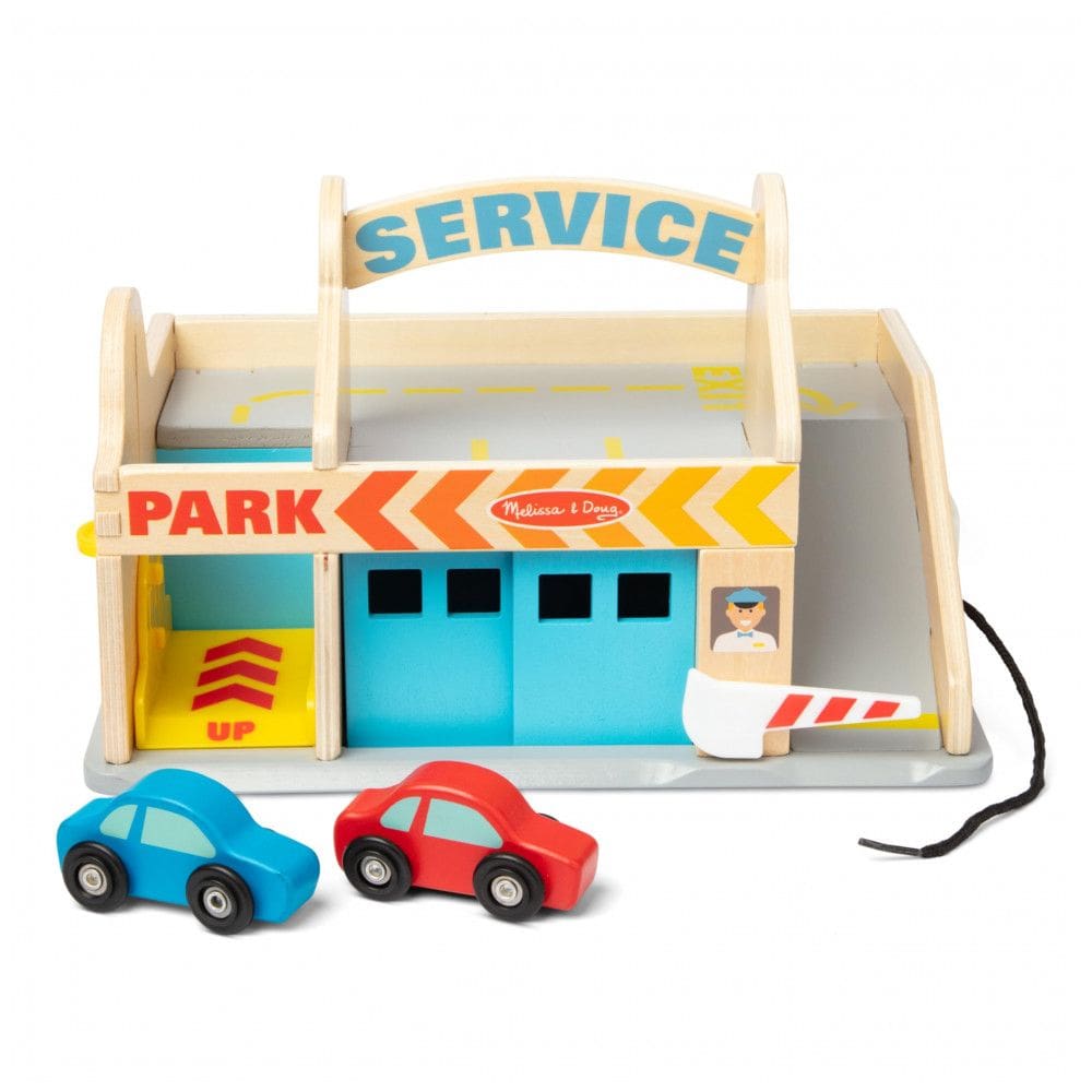 Posto de Gasolina Infantil de Madeira com 2 Carros e Lava Jato para Crianças Acima de 3 Anos, Melissa & Doug