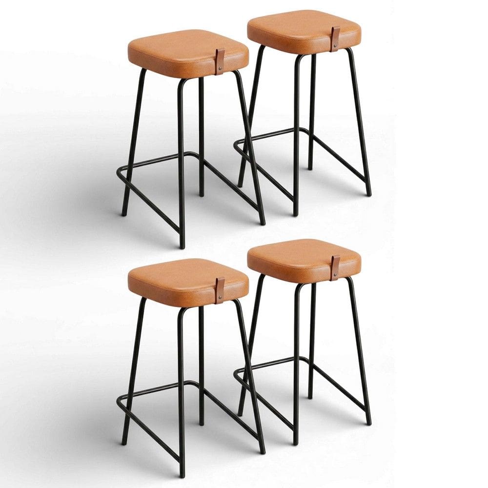 Kit 04 Banquetas Médias Para Cozinha Vik Estofada Couríssimo Whisky - Abmaza