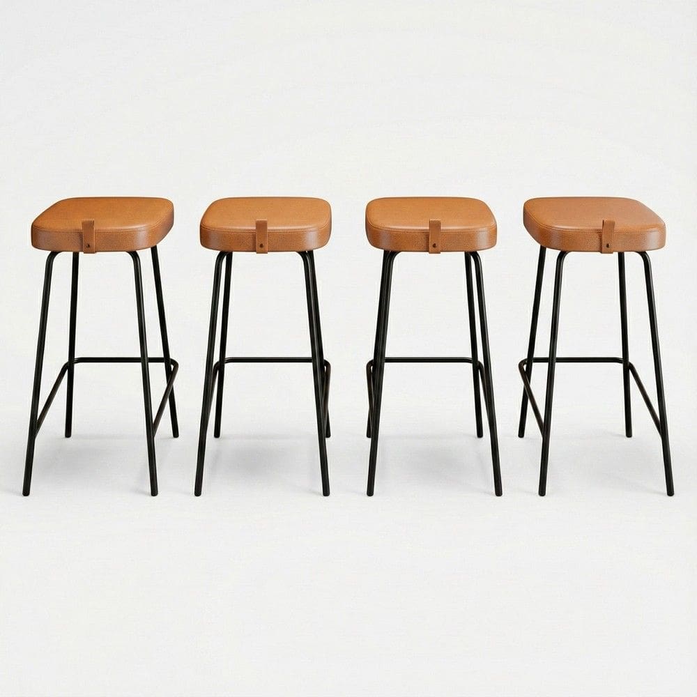 Kit 04 Banquetas Altas Cozinha e Área Gourmet Vik Estofada Couríssimo Whisky - Abmaza