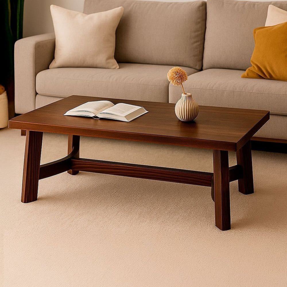 Mesa de Centro Retangular Madeira Maciça Colt Canela