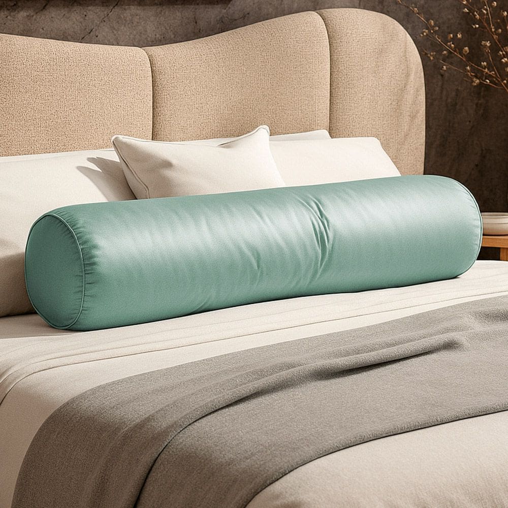 Almofada Travesseiro Bastão Tubo Rolo Dot 140cm Macia Veludo Verde Acqua - Abmaza