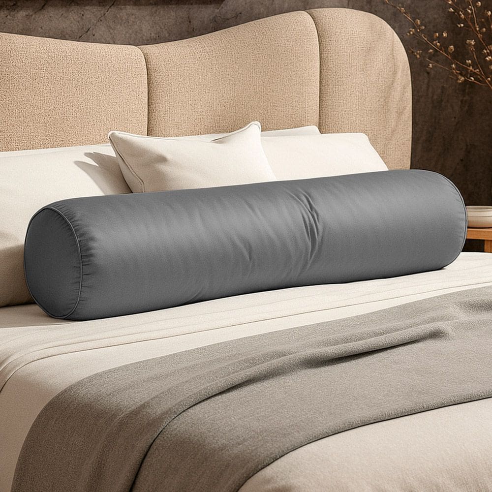 Almofada Travesseiro Bastão Tubo Rolo Dot 140cm Macia Veludo Cinza - Abmaza