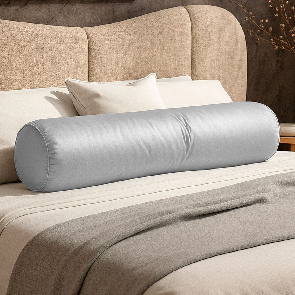 Almofada Travesseiro Bastão Tubo Rolo Dot 140cm Macia Veludo Cinza Claro - Abmaza