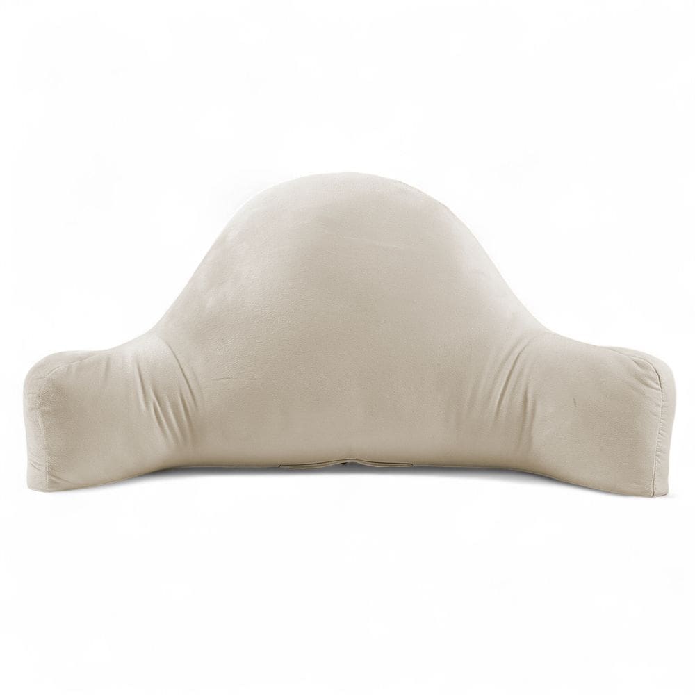 Almofada de Leitura Encosto Apoio Lombar Relaxante Jay 80cm Macia Veludo Bege Claro - Abmaza