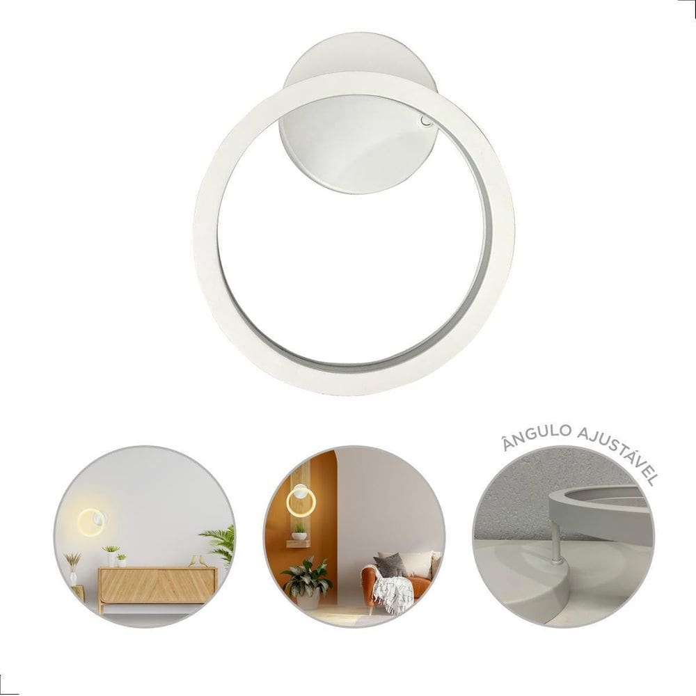 Luminária De Parede Arandela Luz Indireta Led 2700K Redonda