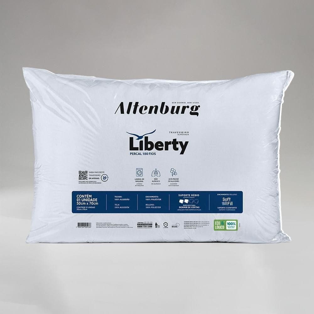 Travesseiro Altenburg Liberty Vácuo Branco 50cm X 70cm