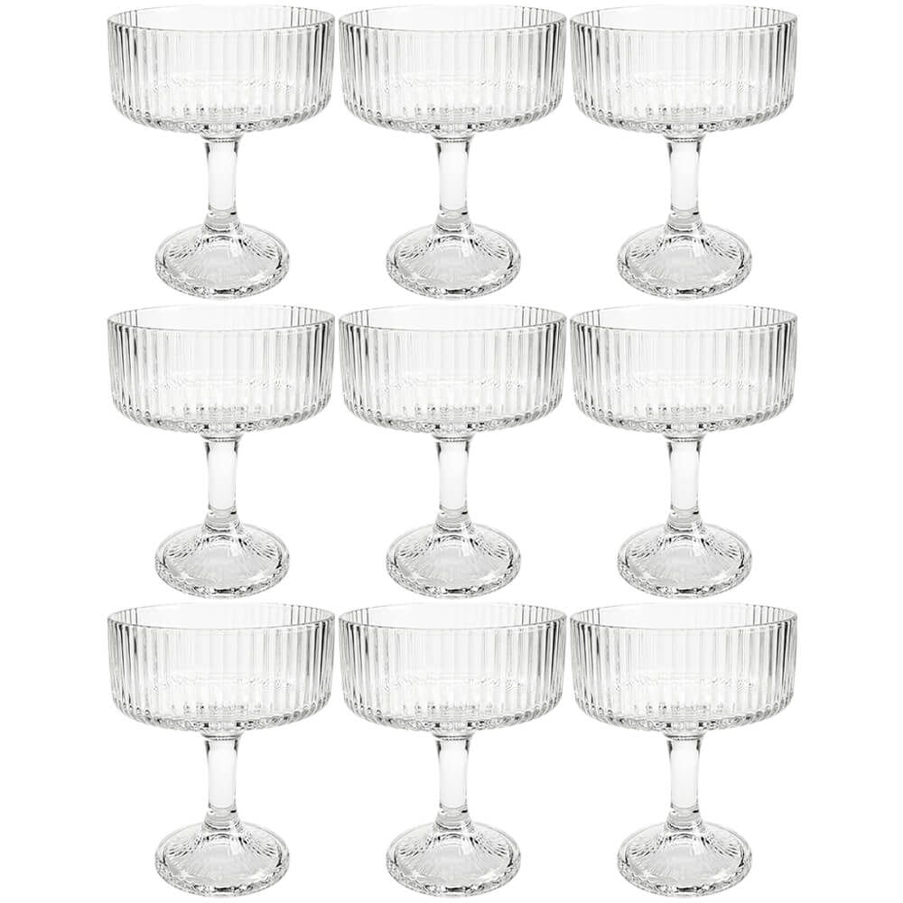 Conjunto De Taças De Sobremesa Latinos De Vidro Transparente 300ml 9 Peças - Casambiente