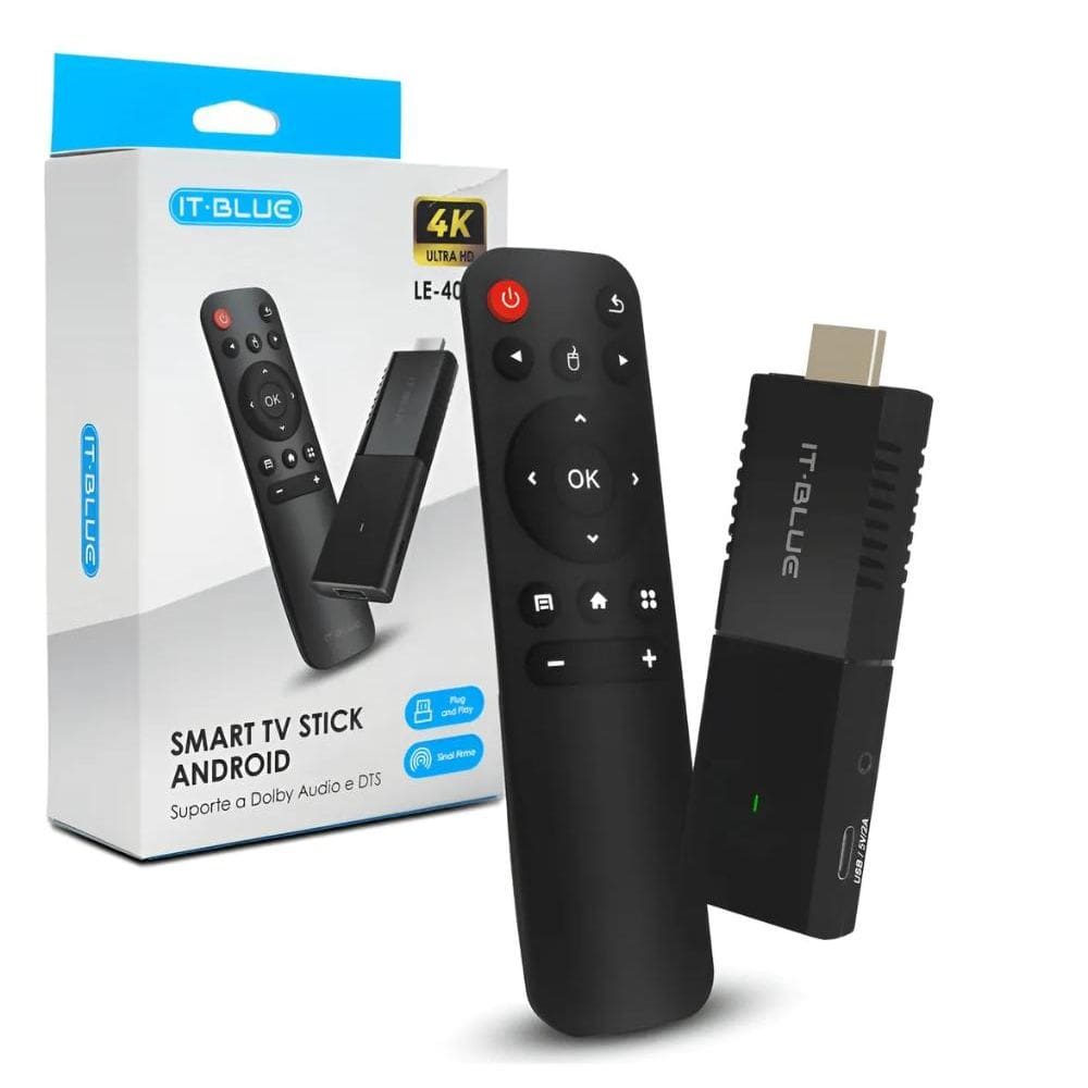 Smart TV Stick Android 4K Para Televisão Com Controle Remoto Wi-Fi HDMI