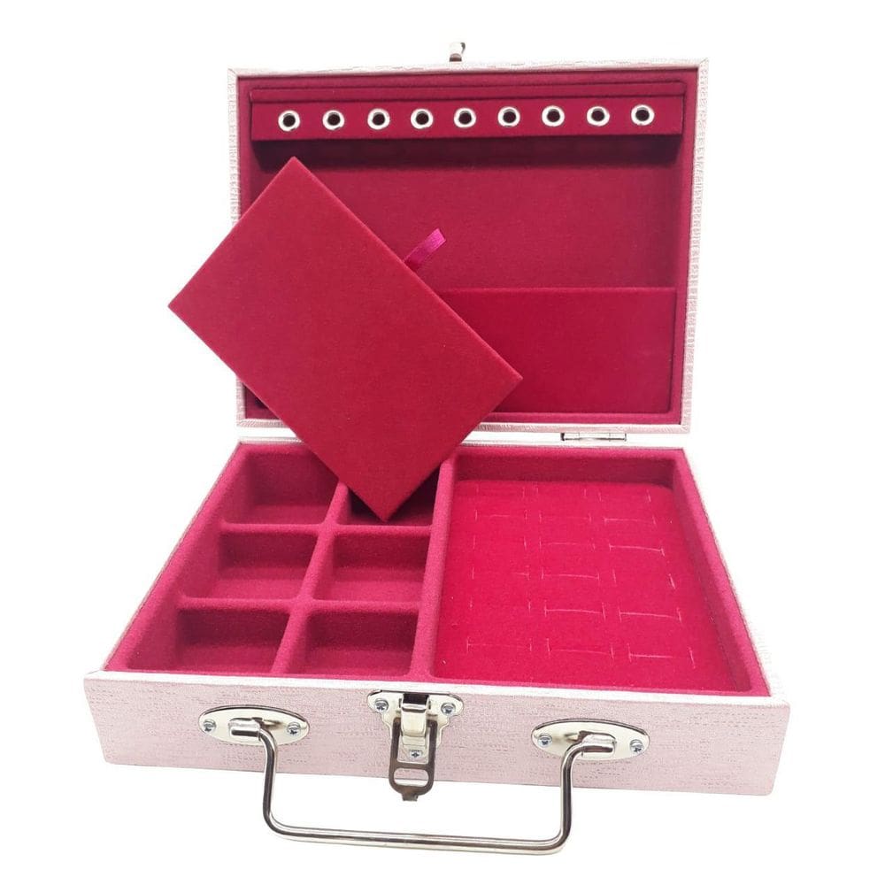 Maleta Porta Joias Pequena sintético Rosa Perolado