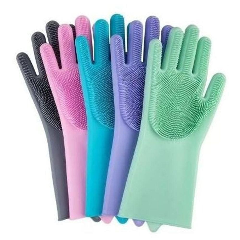 Luva Esponja Multiuso Silicone Lava Louça Antibacteriana - Substitui Esponja E Evita Germes