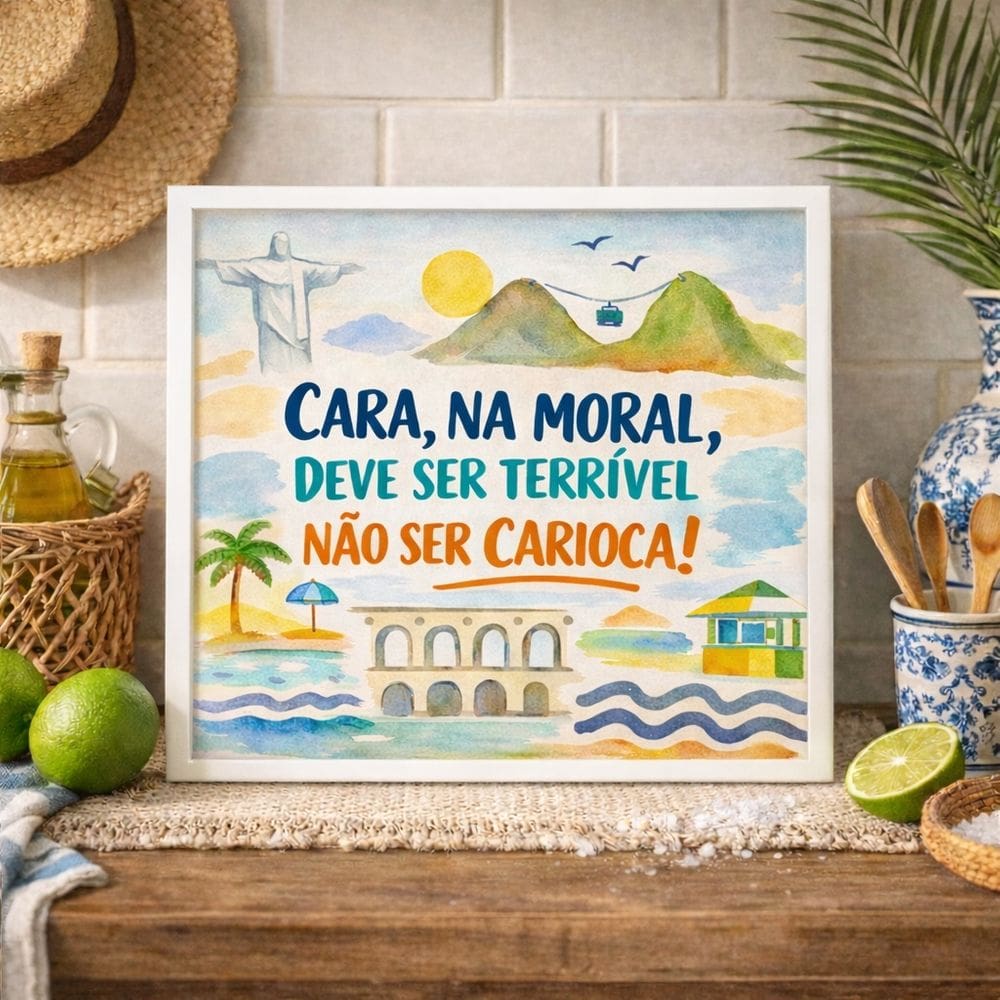 Quadro Rio de Janeiro Amor Carioca 33x33cm Mold Preta Vidro