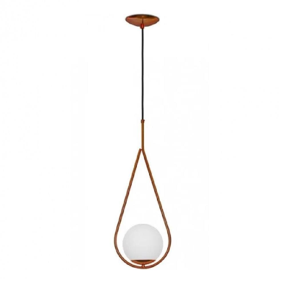 Lustre Pendente Drop Gota Com Globo - Cobre