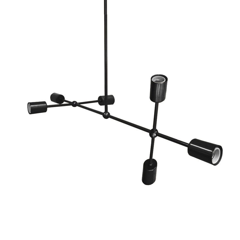 Lustre Pendente Sputnik Curve 6 Hastes - Preto