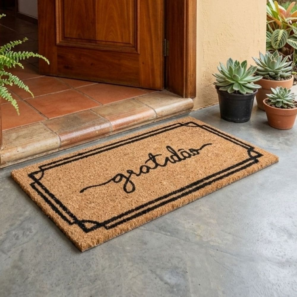 Capacho Tapete para Porta 33x60 em Fibra de Coco com Base de Borracha Antiderrapante