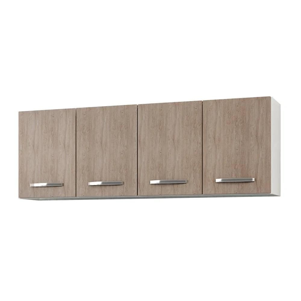 Armário Aéreo Panamá 04 Portas 160cm Branco/Castanho - Lumil Móveis