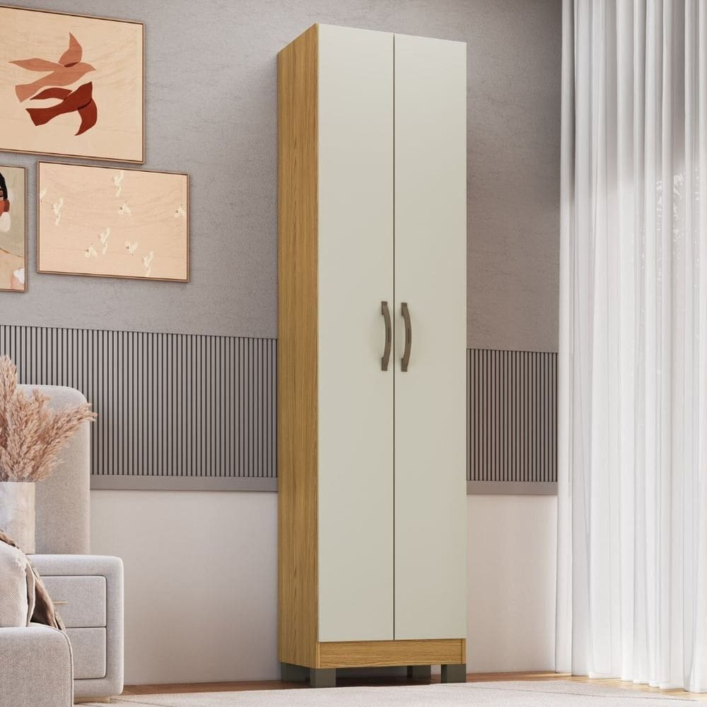 Roupeiro Multiuso 2 Portas 180,5cm Rp1208 Ipê/Cristalo