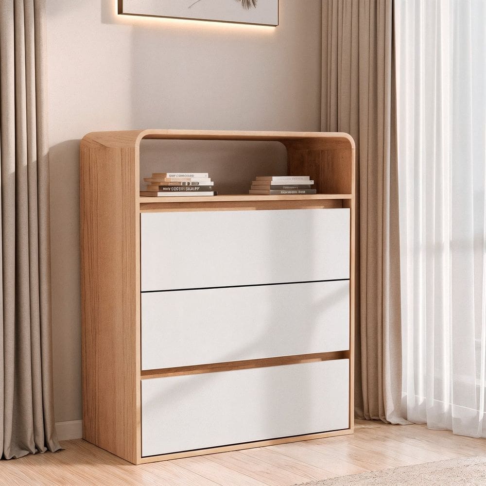 Cômoda 3 Gavetas Aurora Carvalho Marrom/ OFF White