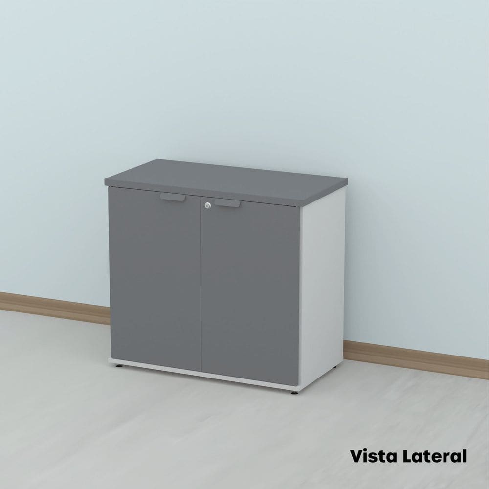 Armário Baixo para Escritório com 2 Portas Branco/Grafito