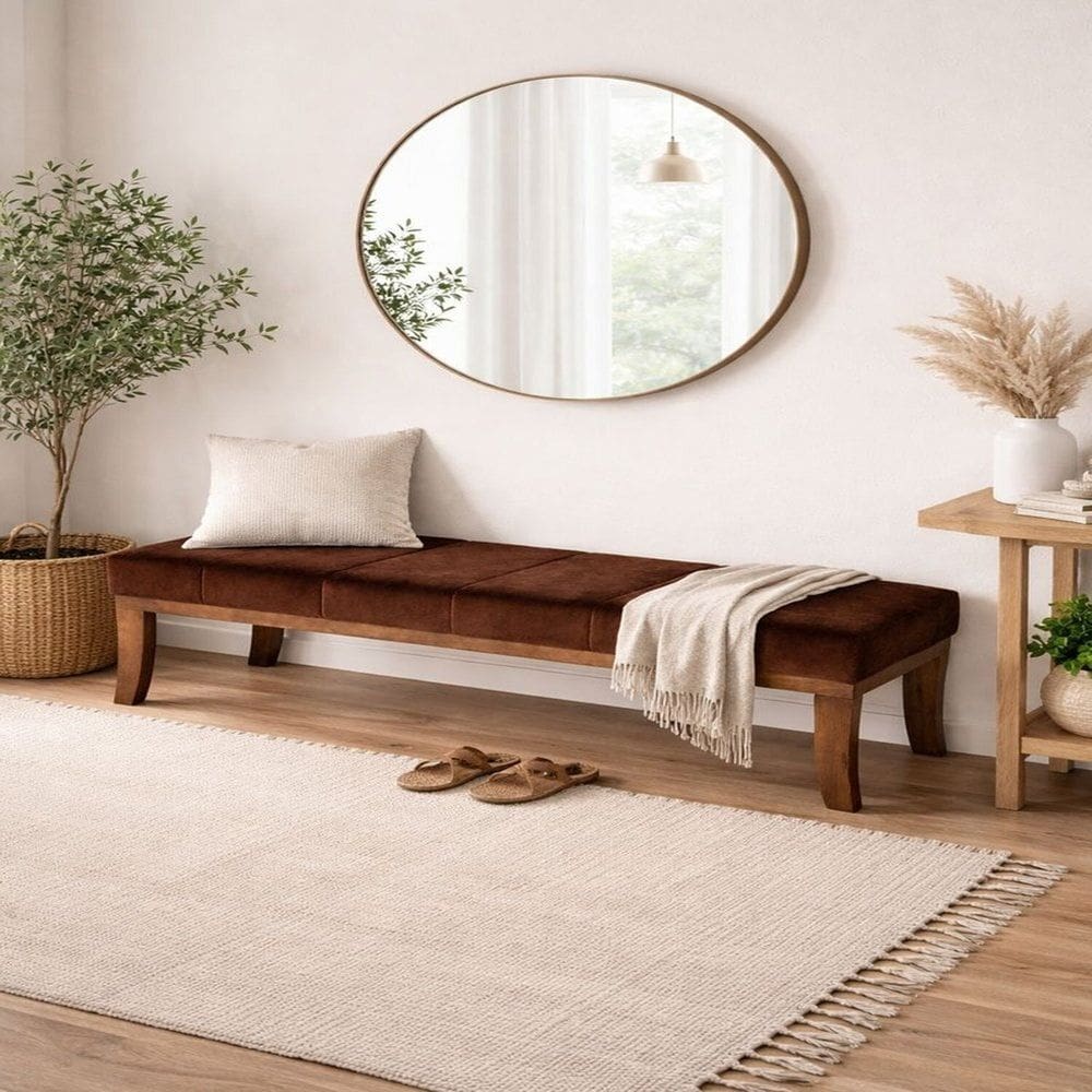 Puff em Veludo 140 Cm Requadro Imbuia Lucia Marrom