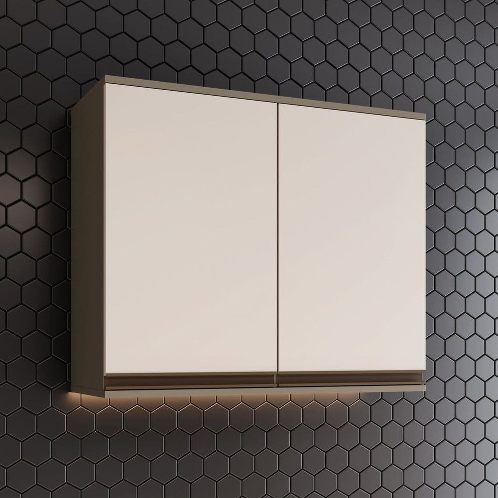 Armário Aéreo para Cozinha 02 Portas 80cm Connect Henn Duna/Cristal