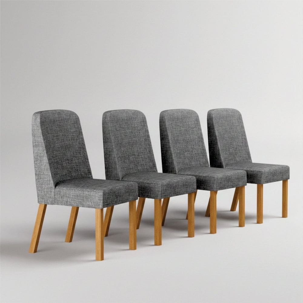 Kit 4 Cadeiras de Jantar Madeira Isis Cinamomo/Cinza