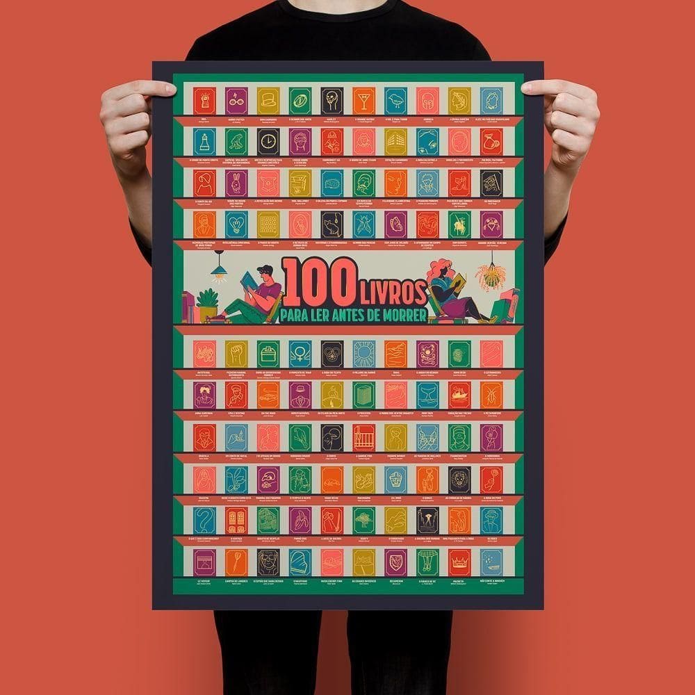 Pôster Raspadinha 100 Livros Para Ler Antes De Morrer Sem Moldura