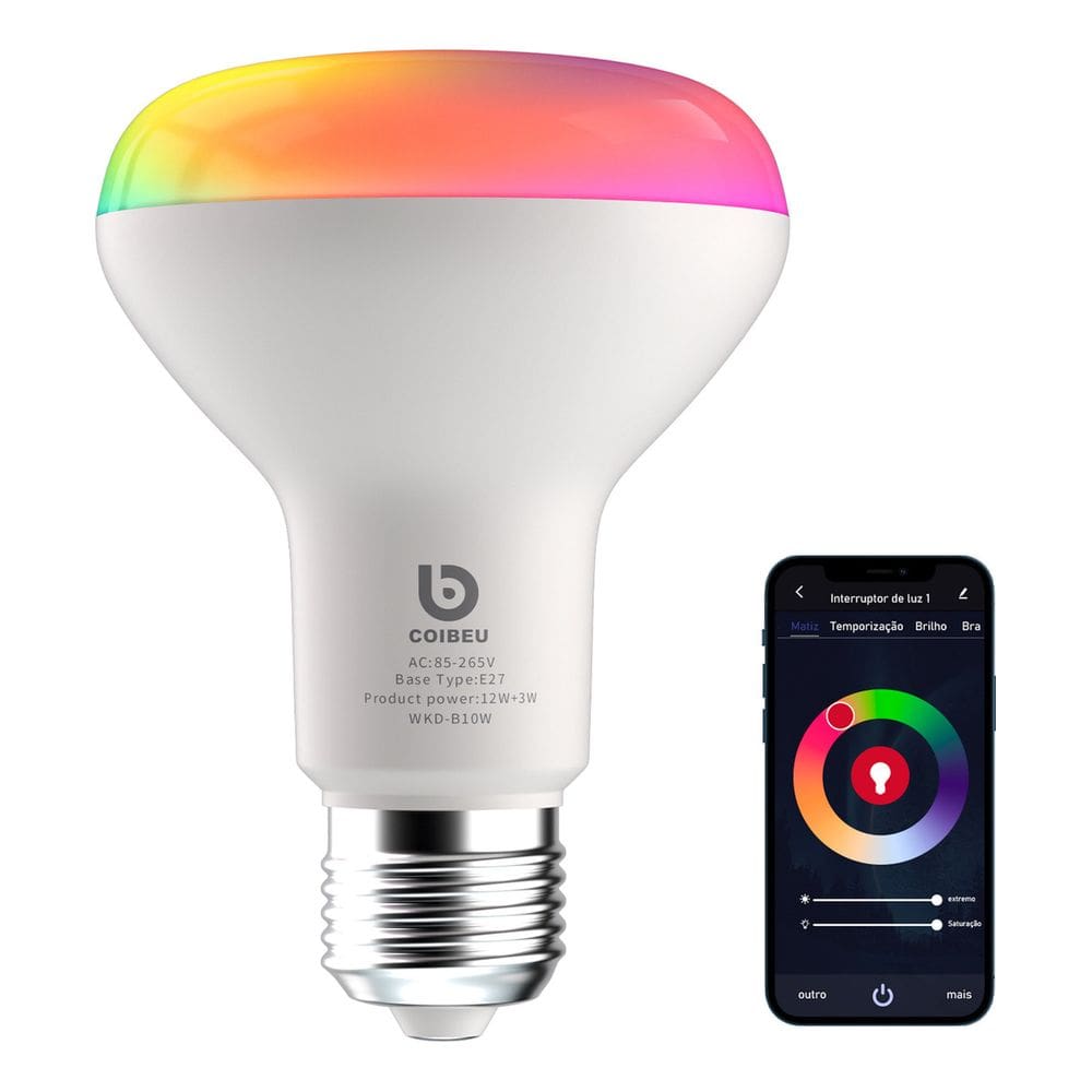 Lâmpada Rgb Colorida Inteligente Smart Wifi Alexa Google 15W Cor Da Luz Branco-rgb  COIBEU WKD-B10W
