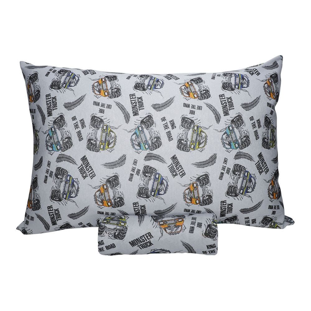 Jogo de Lençol Solteiro KazzaVip Malha Misto 70% Algodão e 30% Poliéster Estampado com Elástico 2 Peças Truk Road Gray Branco