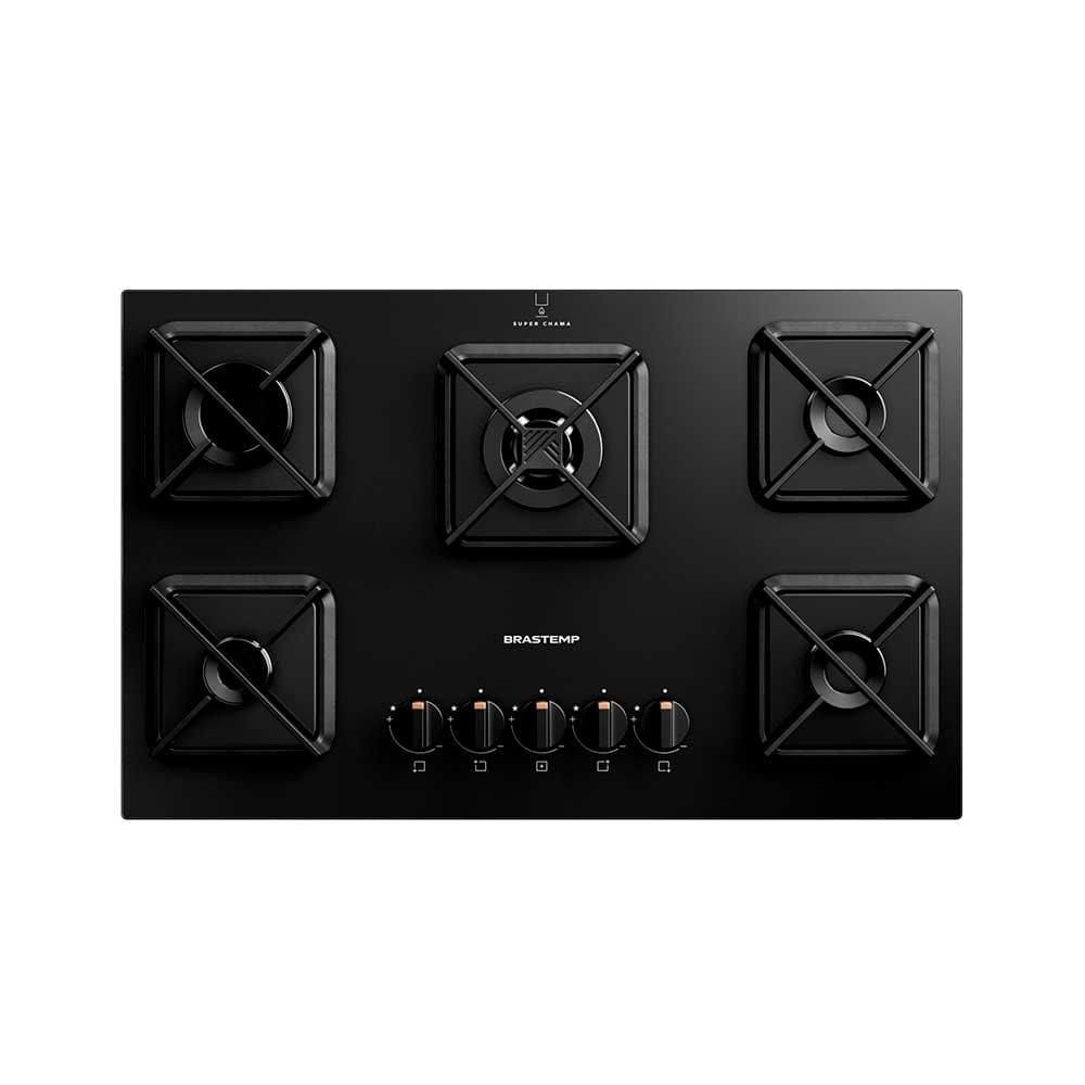 Cooktop a Gás Brastemp em Vidro Temperado com 05 Bocas Preto - BDS75AE