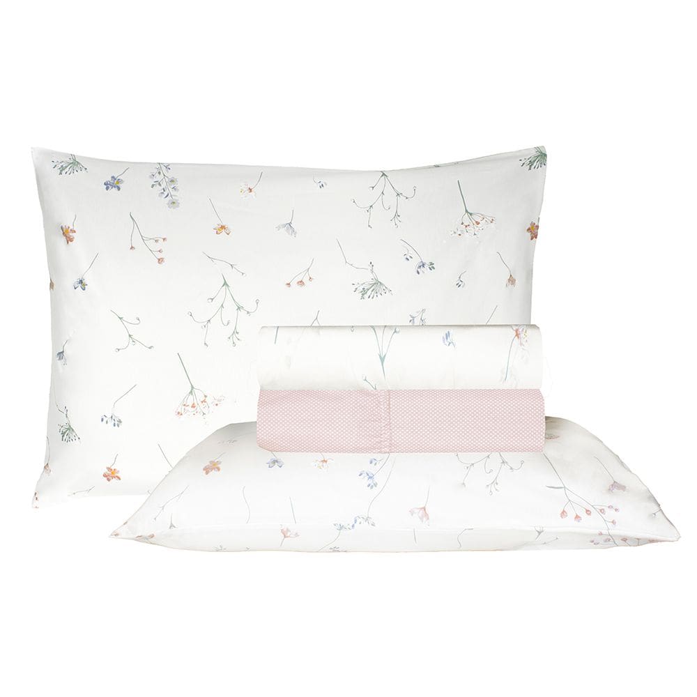 Jogo de Cama Duplo Queen 4 Peças Percal 180 Fios Verani Sonhare Prata