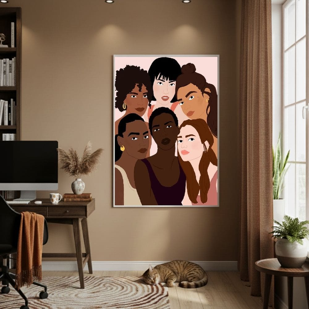 Quadro Decor Mulheres Unidas 70x50cm Mold Branca