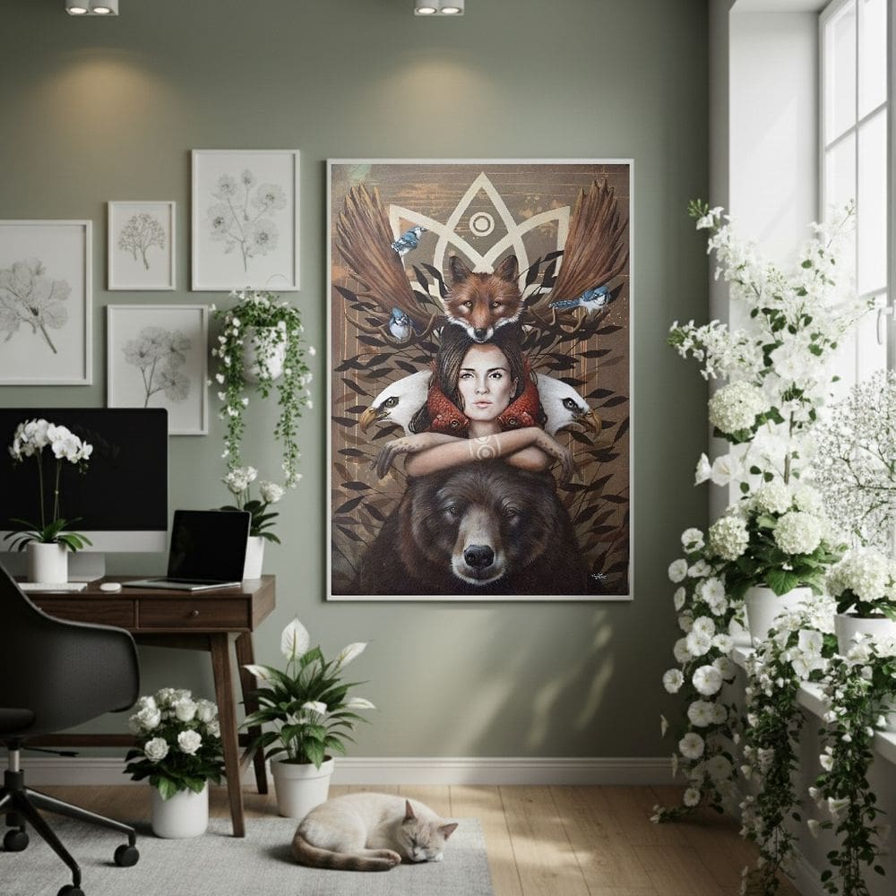 Quadro Decorativo Alinhamento Espíritos 70x50cm Mold Preta