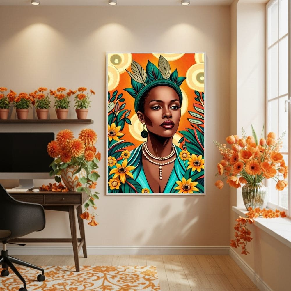 Quadro Decor Rainha Tropical 70x50cm Mold Preta