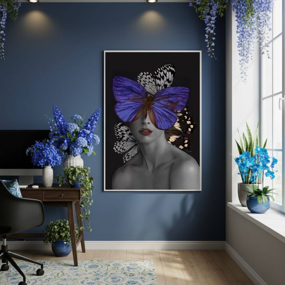 Quadro Decor Efeito Borboleta 70x50cm Mold Branca