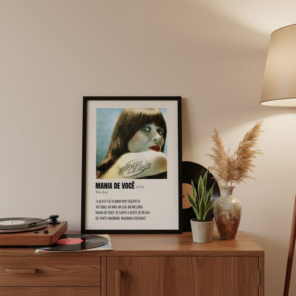 Quadro Decorativo Música Mania de Você 33x24cm Mold Branca