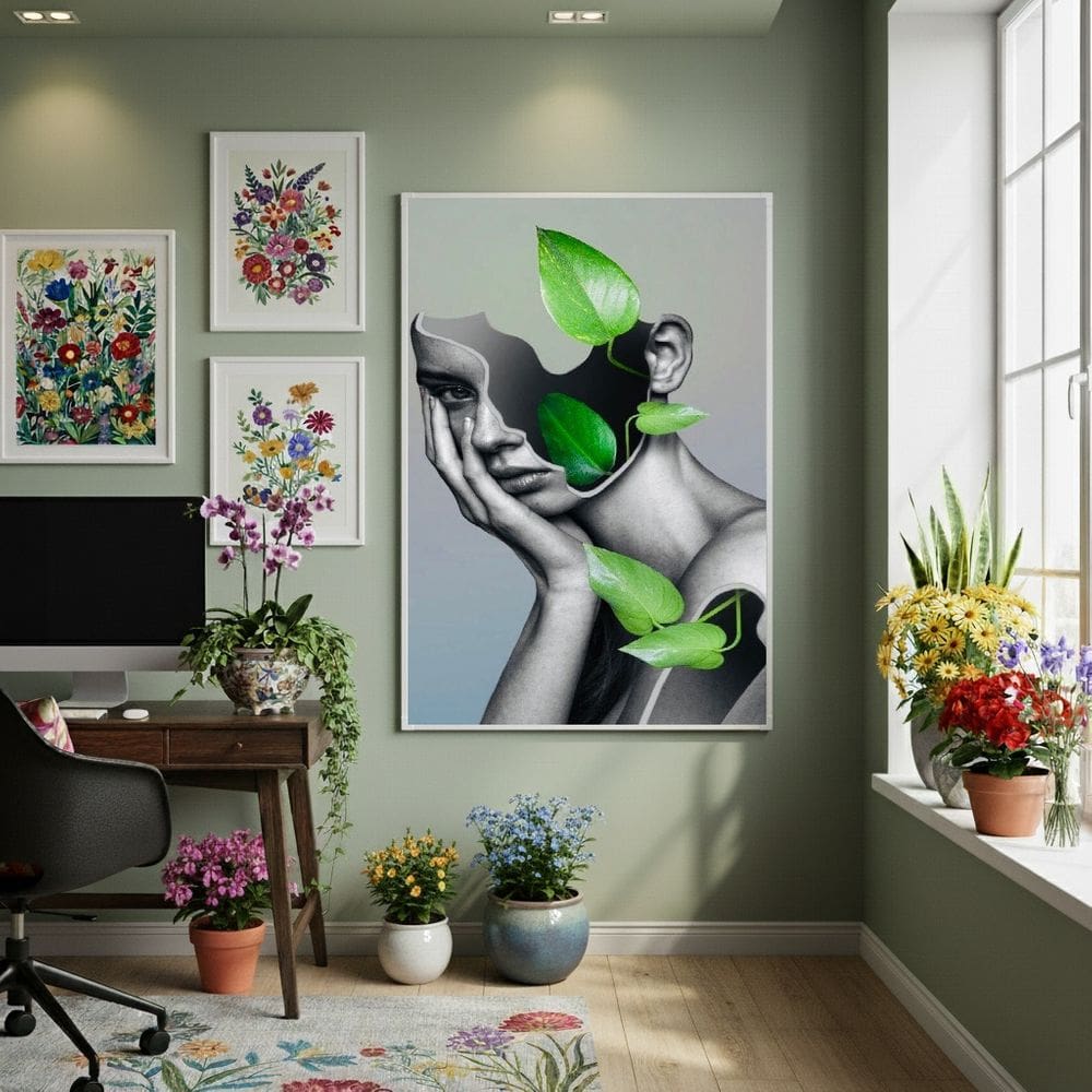 Quadro Decor Jardim Que Me Habita 70x50cm Mold Branca