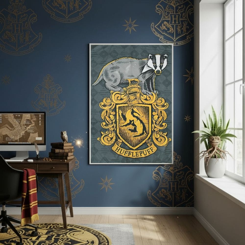 Quadro Decor Harry Potter Lufa Lufa 70x50cm Mold Preta