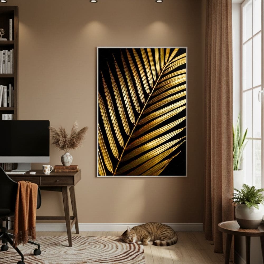 Quadro Decorativo Folha Dourada 70x50cm Mold Branca