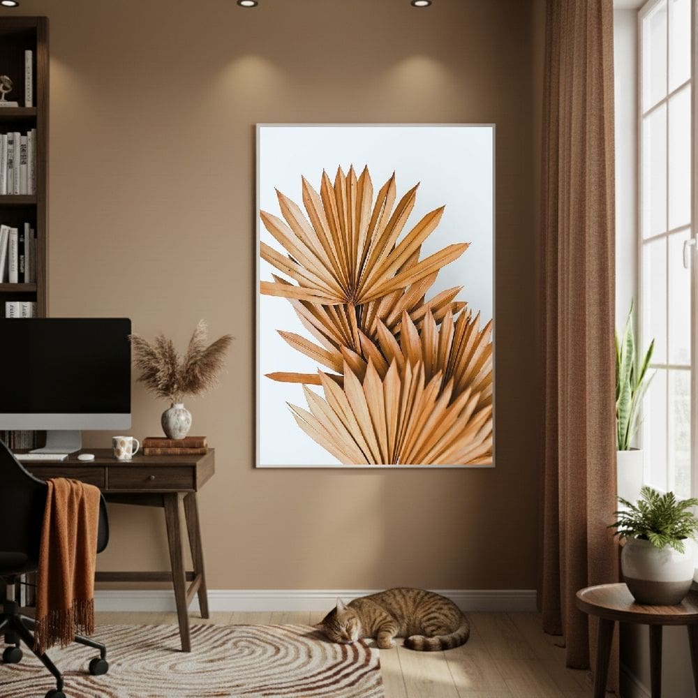 Quadro Decorativo Palmeira Leque 70x50cm Mold Branca