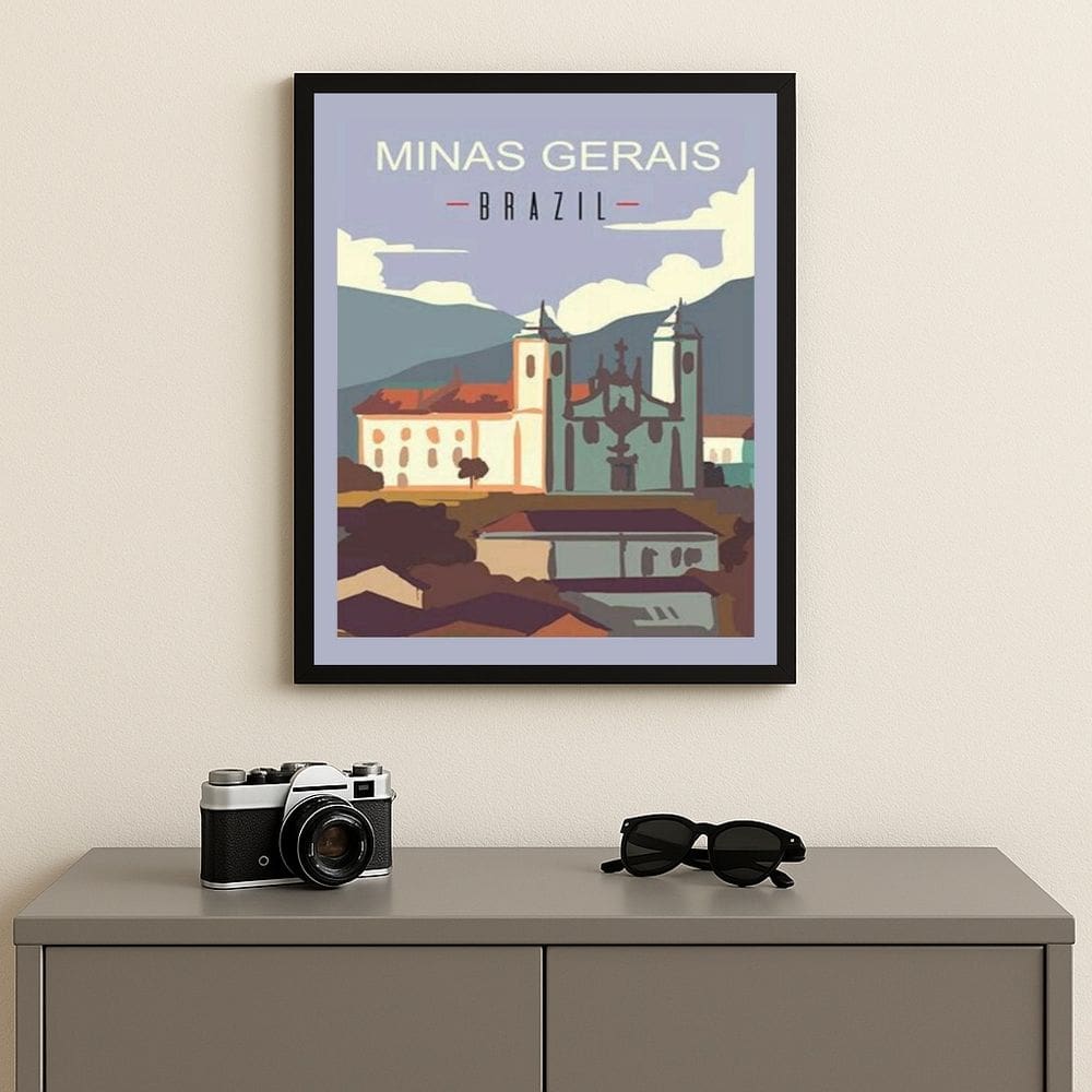 Quadro Decorativo Minas Gerais - Brasil 24x18cm Mold Preta Vidro